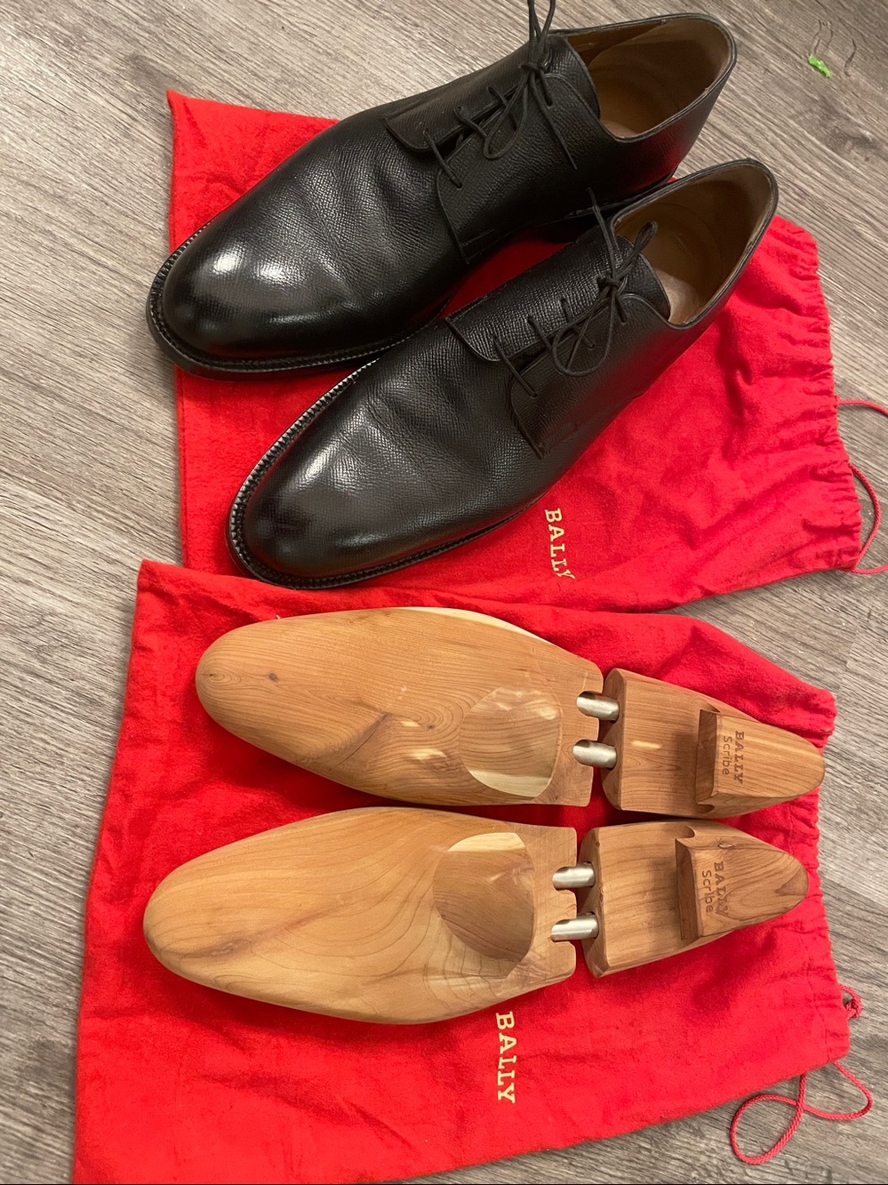Bally Scribe Black Pebbled Leather Men’s Lace-Up Oxfords - Picture 3 of 3